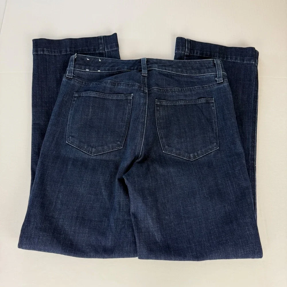 Talbots Womens Dark Wash Trouser Jeans Wide Leg High Rise Blue Size 6‎
